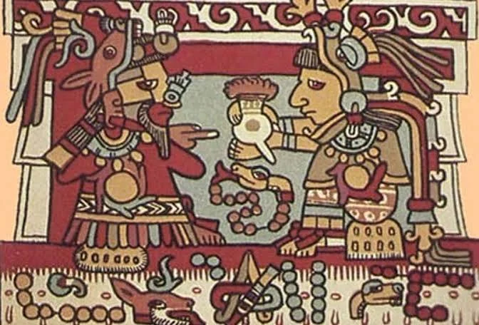Mesoamerican imagery of cacao and ritual.