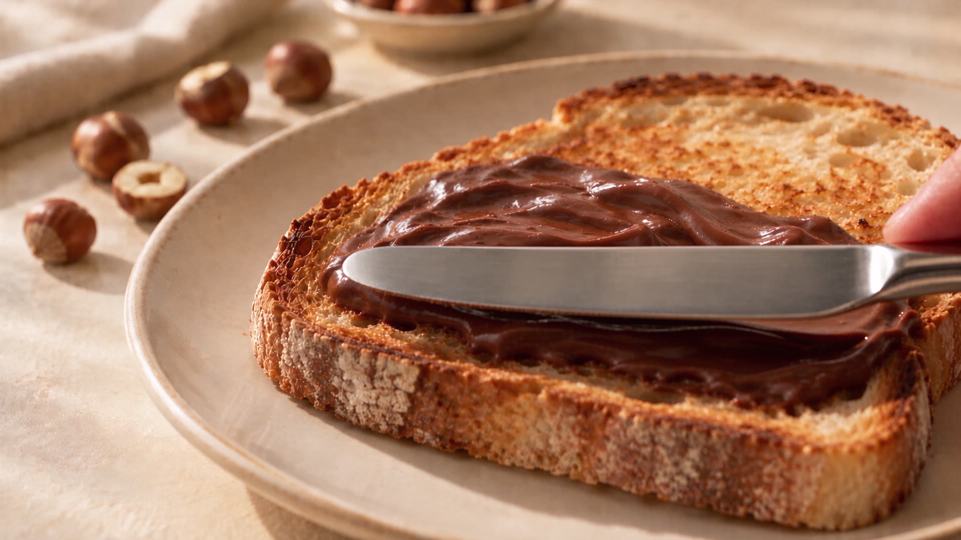 Chocolate spread on toast